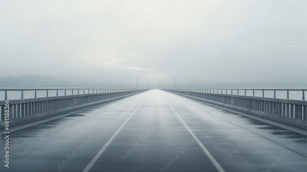 bridge over the river at fog