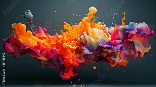 Colorful wavy liquid waves, abstract background, modern abstract website landing page. Generative AI
