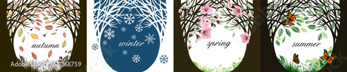 All seasons of the year. hand drawing. Not AI, Illustrat3. Vector illustration photo