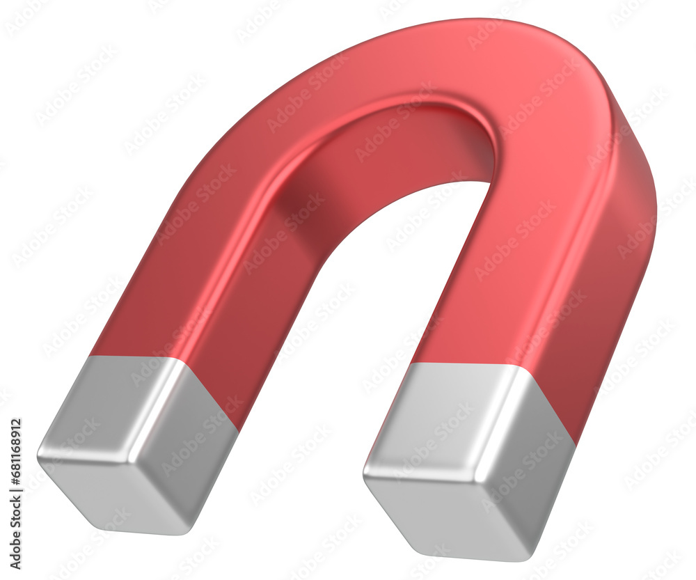 Magnetic attraction. 3D magnet. 3D illustration. Magnetic attraction. 3D magnet. 3D illustration.