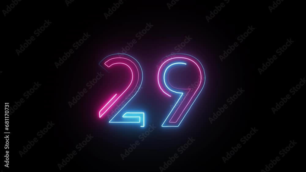 Neon number 29 with alpha channel, neon numbers, number twenty nine Neon number 29 with alpha channel, neon numbers, number twenty nine