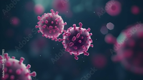 Illustration of a virus under a microscope.