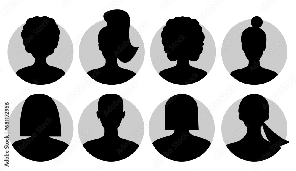Vector isolated silhouettes or icons of male and female faces serving as avatars or profiles for unknown or anonymous individuals. Flat portraits of woman and man on transparent background. Vector isolated silhouettes or icons of male and female faces serving as avatars or profiles for unknown or anonymous individuals. Flat portraits of woman and man on transparent background.