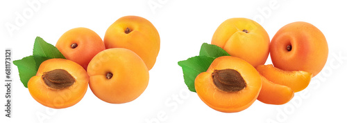 Apricot fruit isolated on white background macro photo