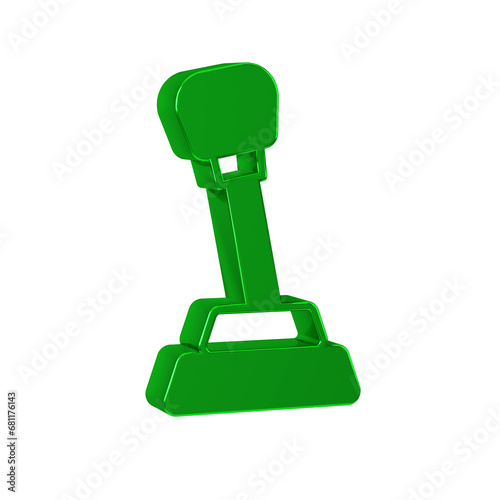Green Gear shifter icon isolated on transparent background. Manual transmission icon.