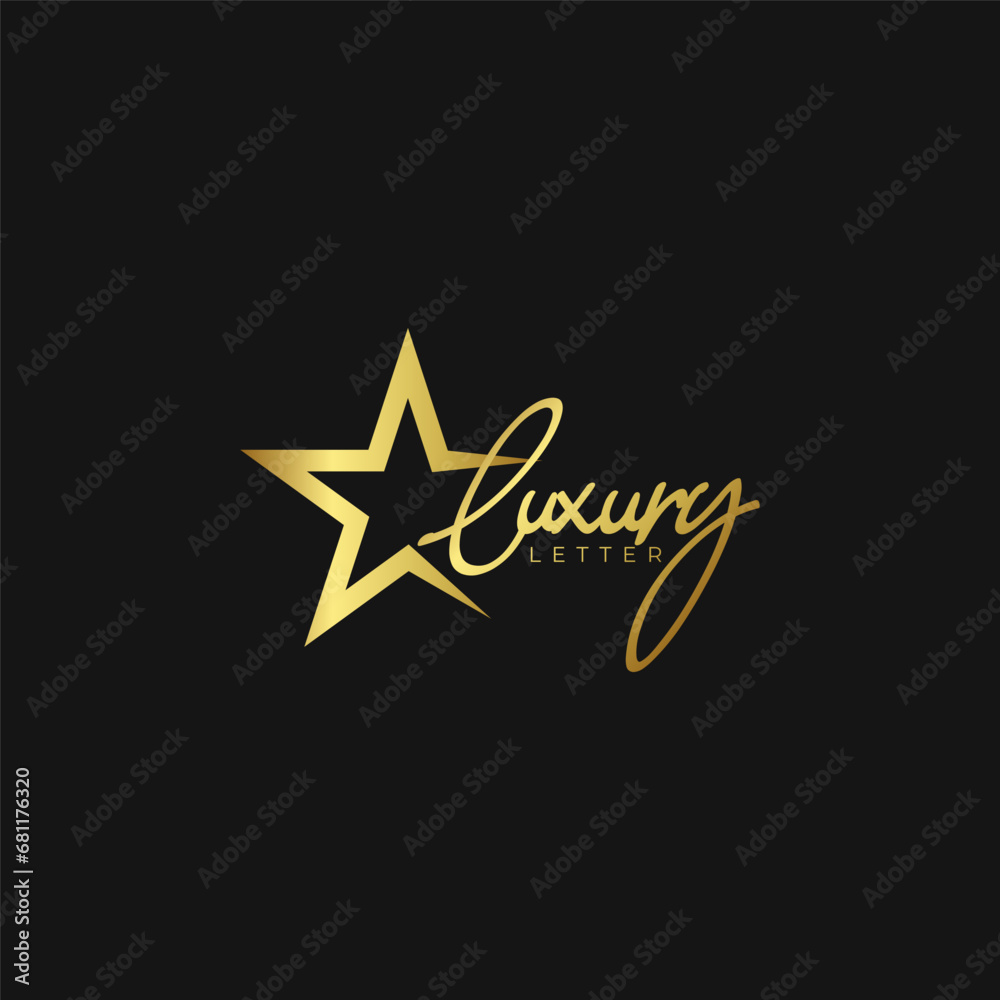 Obraz premium Luxury Brand Star signature logo design gold color vector template