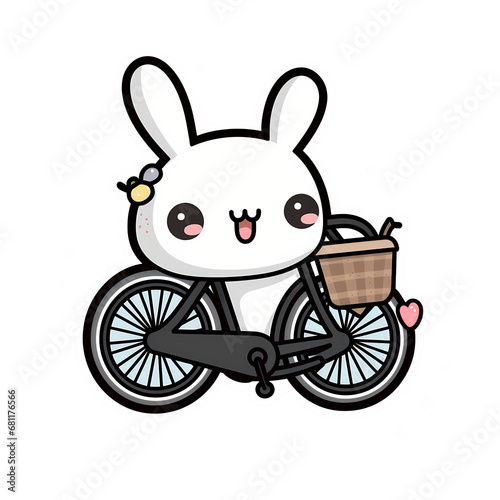 Bicycle kawaii sticker png transparent file