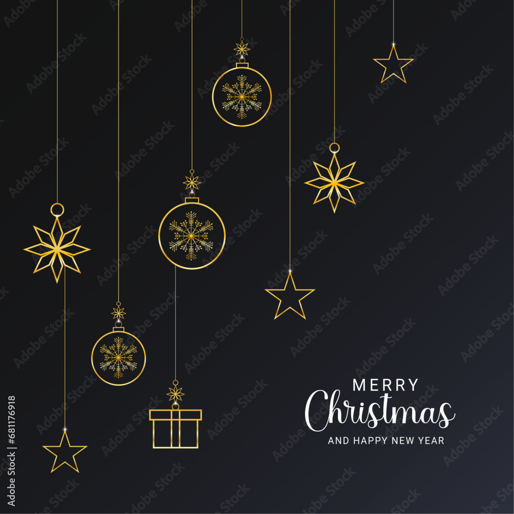 social media post design for Merry Christmas black background with ...