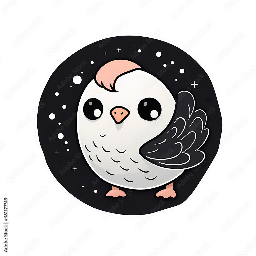 Obraz premium Bird kawaii sticker png transparent file