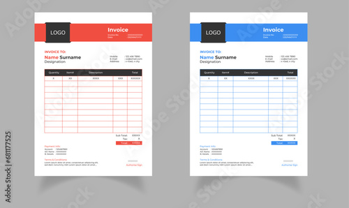 Modern and creative professional business invoice template set | Blue and Orange colors
