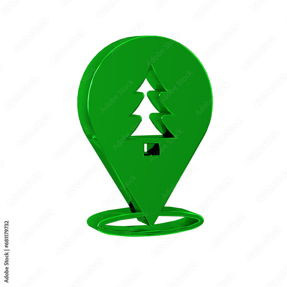 Green Location of the forest on a map icon isolated on transparent background. Green Location of the forest on a map icon isolated on transparent background.