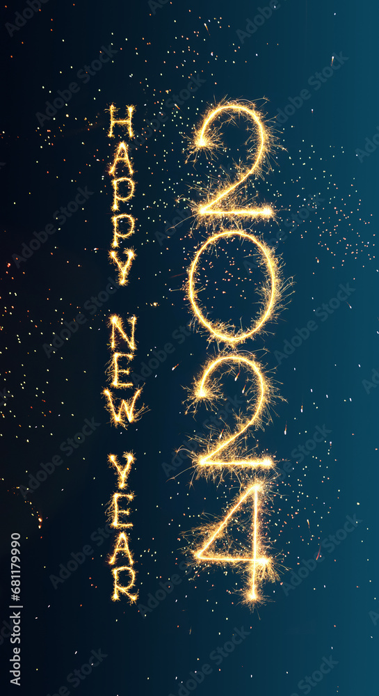 Vertical web banner Happy New Year 2024 - obrazy, fototapety, plakaty 