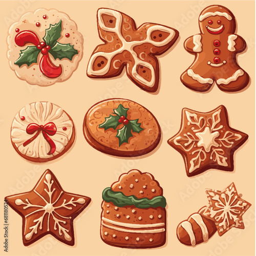 vector set of christmas gingerbread cookies