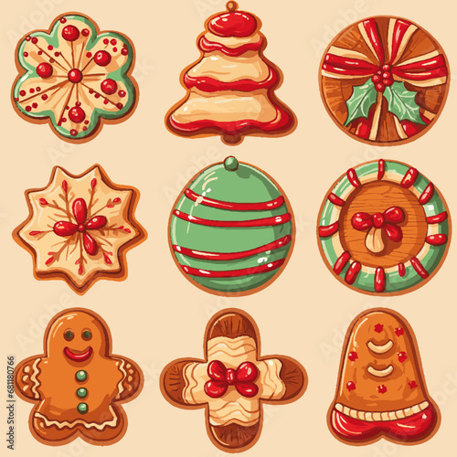 vector set of christmas gingerbread cookies