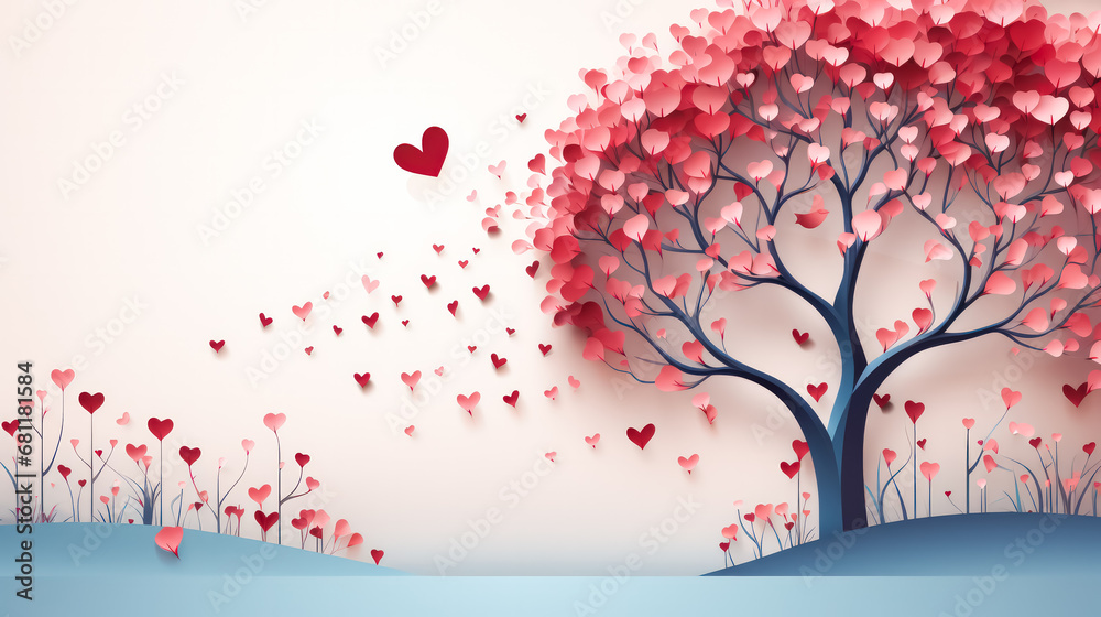 Fototapeta premium Soft Whispers of Love, Delicate hearts against a tender background, perfect for Valentines Day expressions