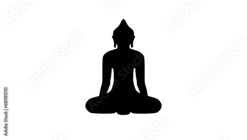 Buddha icon, black isolated silhouette