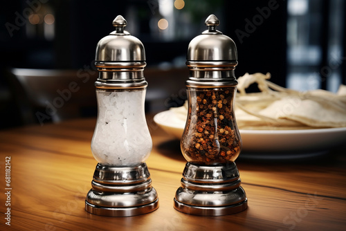 Salt and pepper in mills. Generative AI