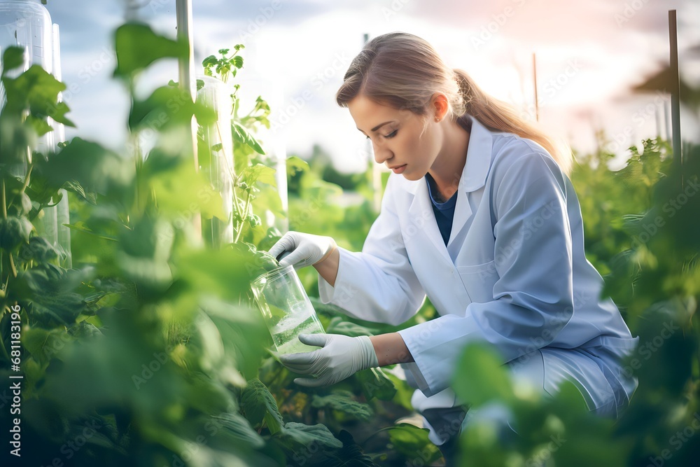 female scientist working on organic farming female scientist working on organic farming
