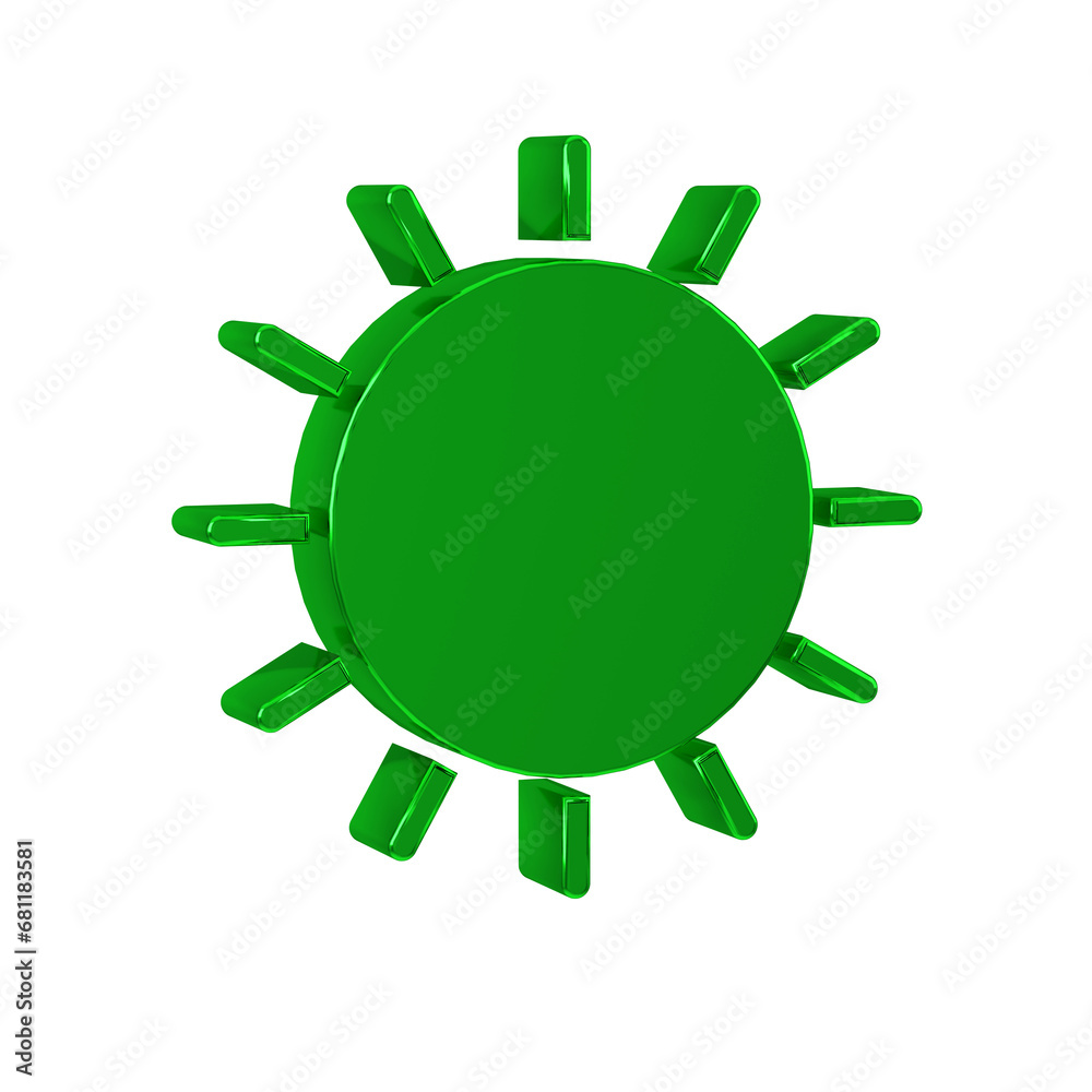 Green Sun icon isolated on transparent background.