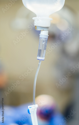 Fényképezés Medical dropper system close up. Operating system infusion.