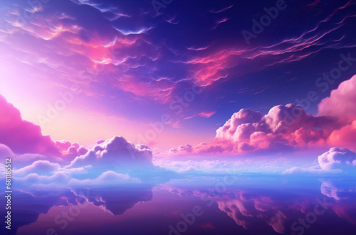 abstract fantasy background of colorful sky with neon clouds