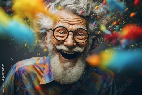a man with white beard and glasses laughing © Aliaksandr Siamko