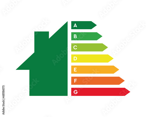 Energy efficiency house sign - vector illustration. Rating of efficient energy consuming.