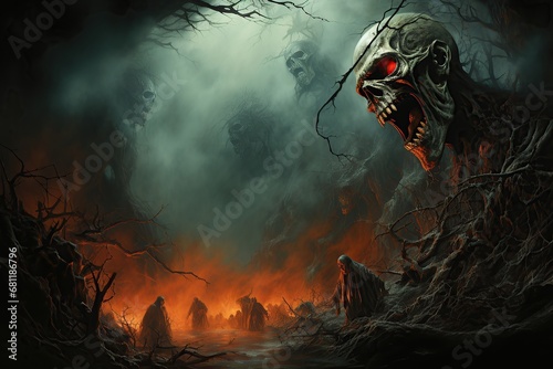 scary zombie - scary scene of hell photo