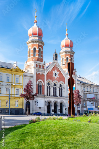 View of the Great Synagogue in Pilsen. It is the second largest synagogue in Europe. Pilsen, West Bohemia, Czech Republic photo