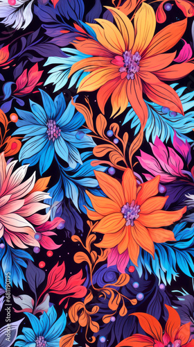 Floral Colorful modern hand drawn trendy abstract pattern © Textures & Patterns