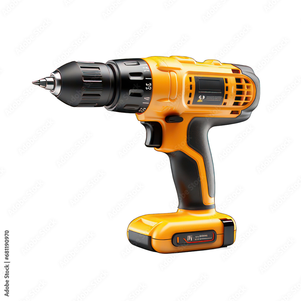 Drill isolated on white created with Generative AI Drill isolated on white created with Generative AI