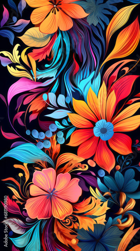 Flora Colorful modern hand drawn trendy abstract pattern