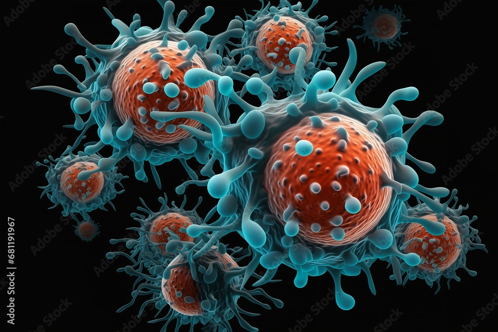 closeup orange blue cells coronavirus entertainment society body structure necrosis design - obrazy, fototapety, plakaty 
