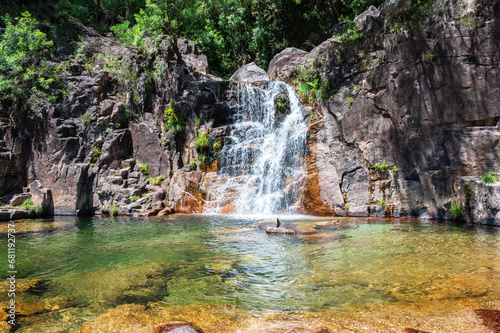 Waterfall called Cascata do Tahiti or also known as Fecha de Barcas in Northern Portugal located near Ermida in the region Braga  Peneda Geres National Park