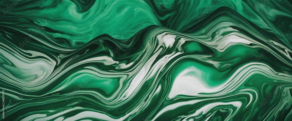 Obraz premium chrome and green marbled wallpaper.