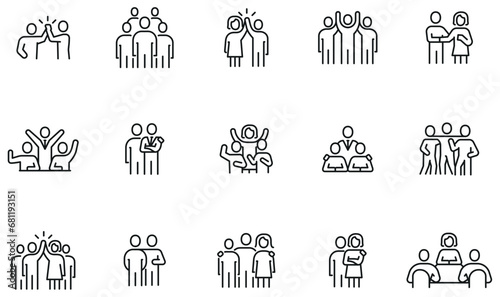 Vector Set of linear Icons Related to Harmony to Relationships, Interaction, Join Development and Equality. Infographics Design Elements - part  4 photo