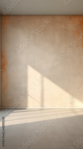 Natural grey concrete room with soft lighting for product rendering or backgrounds.