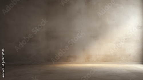 Natural grey concrete room with soft lighting for product rendering or backgrounds.