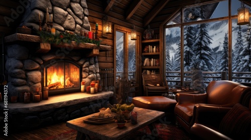 Home's Hearth: Cozy Indoor Ambiance with Wood Flames © AzherJawed