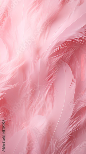 A white feather,pink silk texture background
