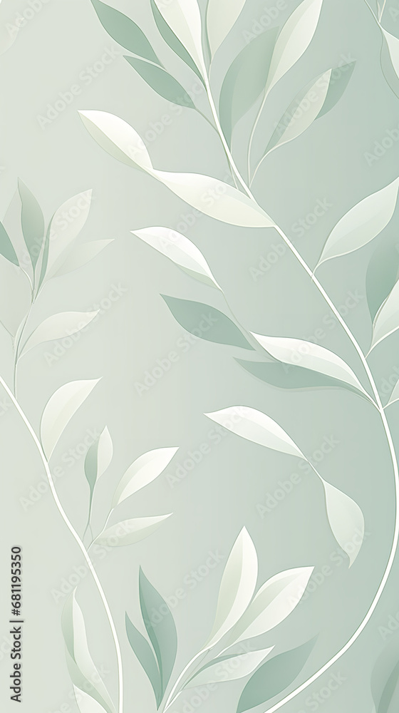 Leafy wallpaper with some leaves on it, in the style of minimalist line drawings, light silver and light green, soft edges, minimalist painter, minimalist outlines Leafy wallpaper with some leaves on it, in the style of minimalist line drawings, light silver and light green, soft edges, minimalist painter, minimalist outlines