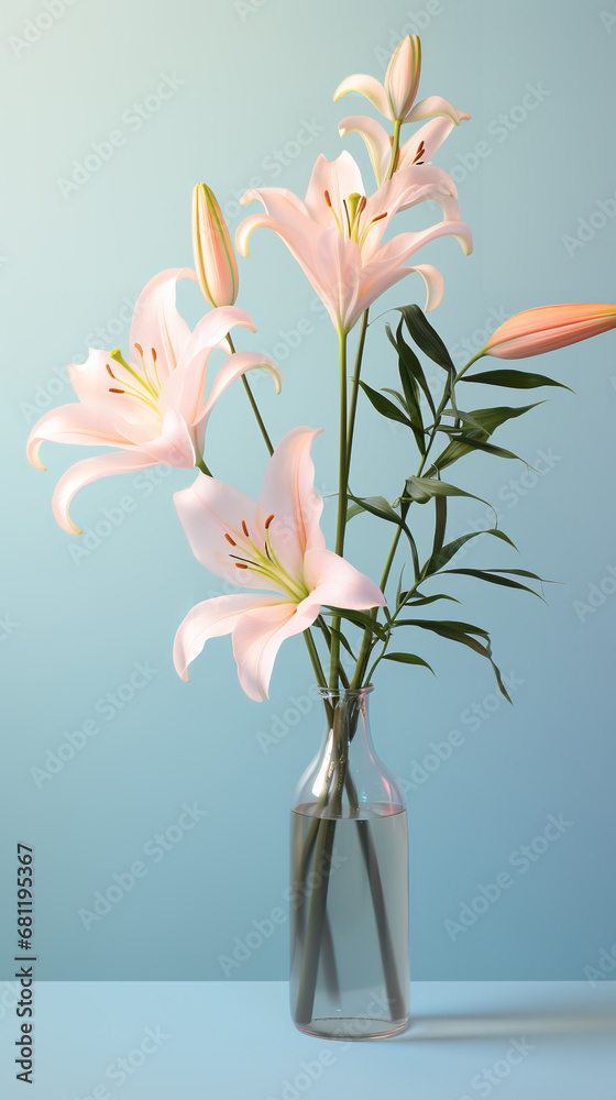 Lily flower, Vase, On the table, Wall surface, Simplicity, Wallpaper, Aesthetic conception, dream Lily flower, Vase, On the table, Wall surface, Simplicity, Wallpaper, Aesthetic conception, dream