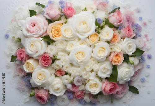 Collection of white and light pink polished refined flowers