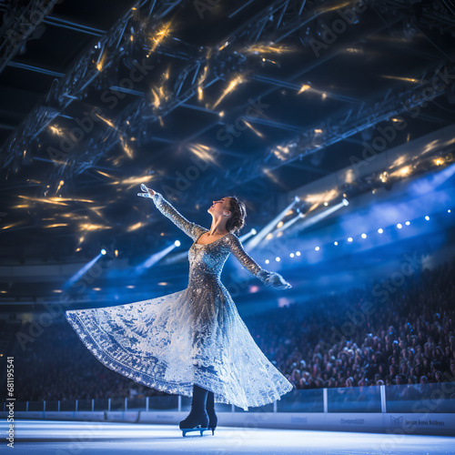 a dynamic moment in the heart of a figure skating competition. photo