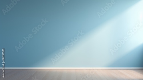 Baby blue room with natural light, ideal for product rendering or advertising scenes.