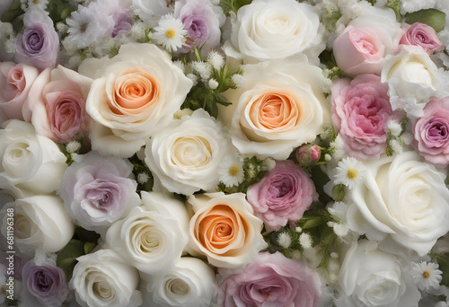 Collection view of refined polished light white and pink flowers