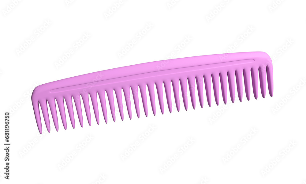 Pink comb. Accessory in the style of a cartoon. Isolated cute clipart on a white background. 3d rendering Pink comb. Accessory in the style of a cartoon. Isolated cute clipart on a white background. 3d rendering