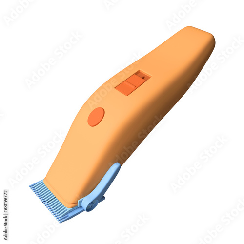 Electric hair clipper or razor isolated on white background. 3d rendering