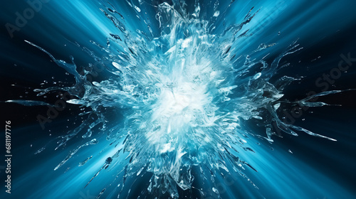 Abstract background, explosion of water and ice from the center photo