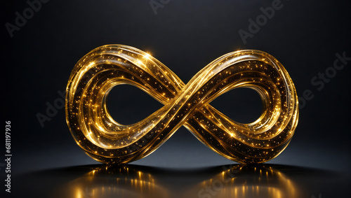 A huge golden infinity sign against a black background.